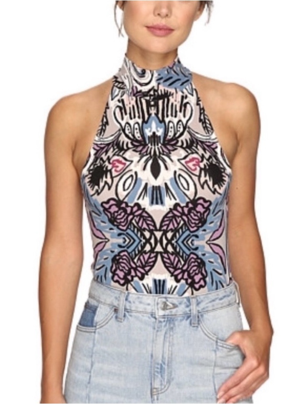 Free People Tucker Printed Bodysuit  Large